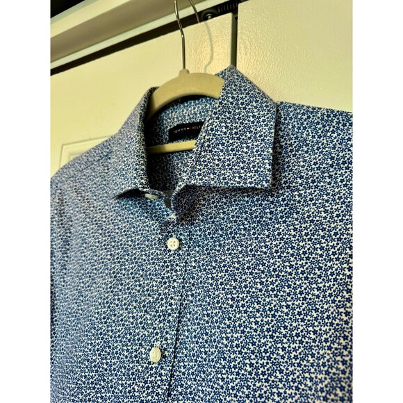 TOMMY HILFIGER Blue and White Floral Long-Sleeve Button Down - Picture 2 of 5